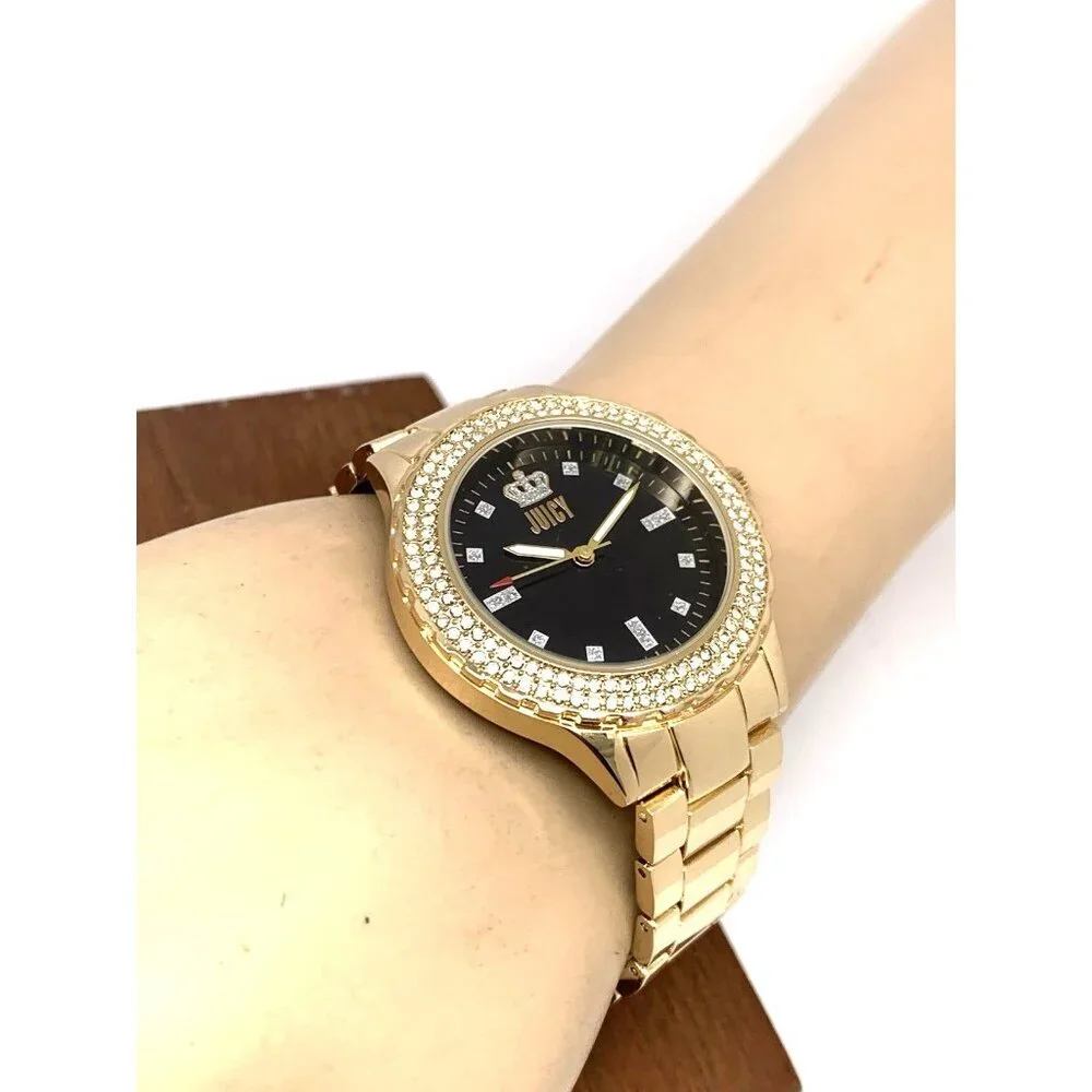Juicy By Juicy Couture Women's Watch JC/5000 Quartz Black Gold Tone Steel 38mm
